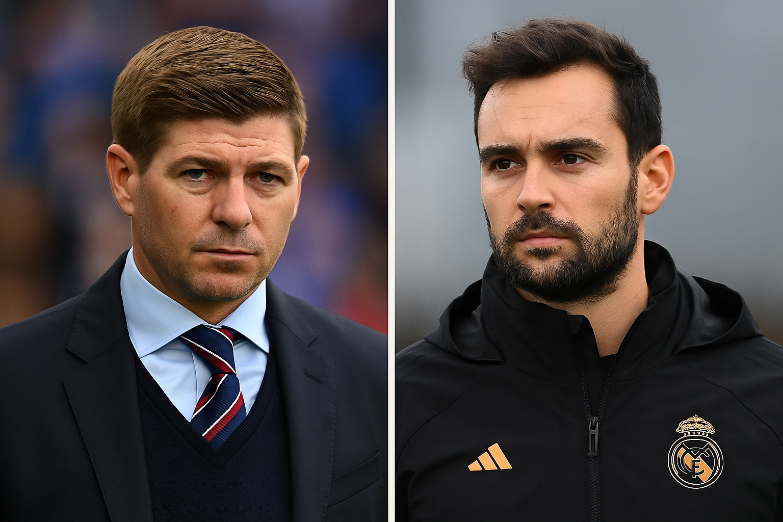 Steven Gerrard and Davide Ancelotti, symbolizing a managerial decision for Rangers FC.