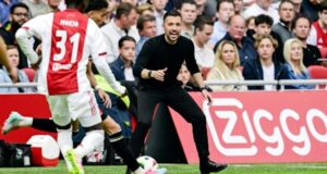 Francesco Farioli in Ajax training gear, linked to Rangers manager job