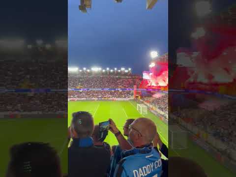 💥 Rangers fans’ pre-match display in the Jan Breydel Stadium