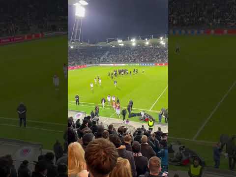 The Rangers players trudge off after defeat to Sturm Graz