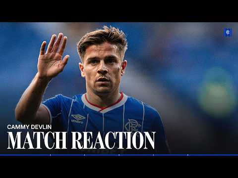 Cammy Devlin reacts after making his Rangers debut
